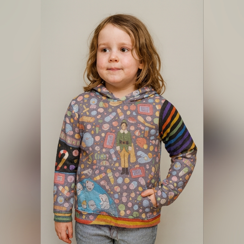 Handmade Buddy the Elf Kids Lightweight Hoodie Size Approx L | Colorful Holiday